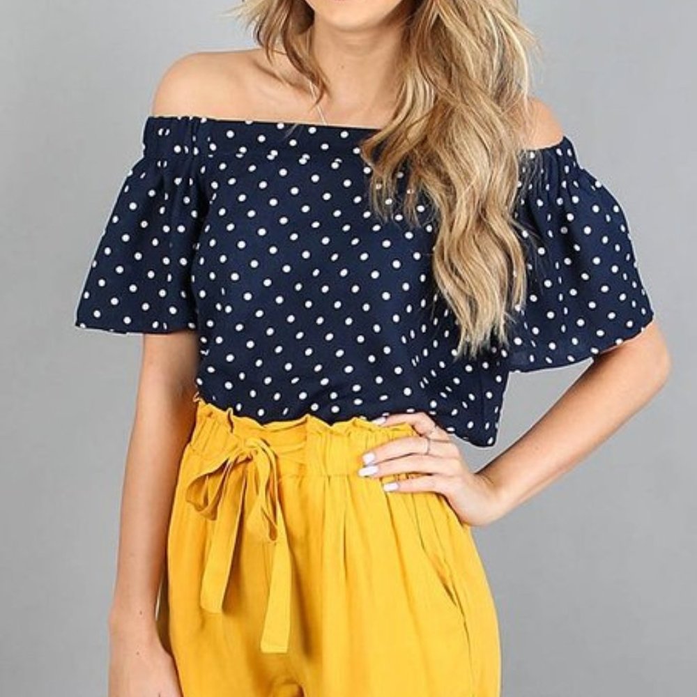 Joompy Off Shoulder Polka Dot Blouse